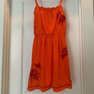 Orange Floral Embroidered Dress